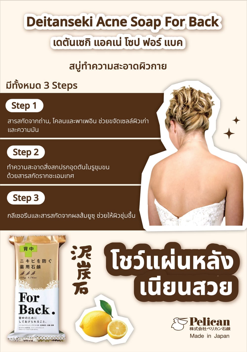 สบู่ทำความสะอาดผิวกาย DEITANSEKI แอคเน่ โซป ฟอร์ แบค 135 กรัม_3